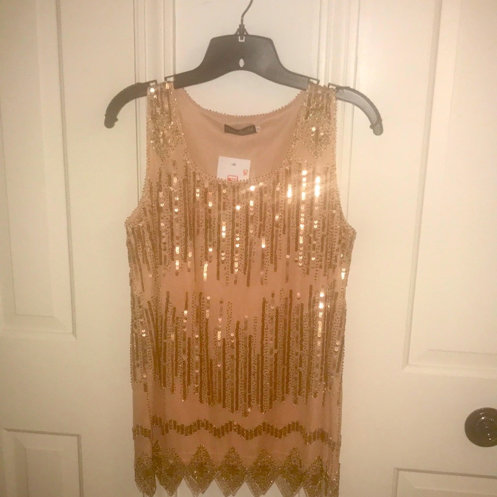 NWT Rose gold & light pink sequin top Great Gatsby